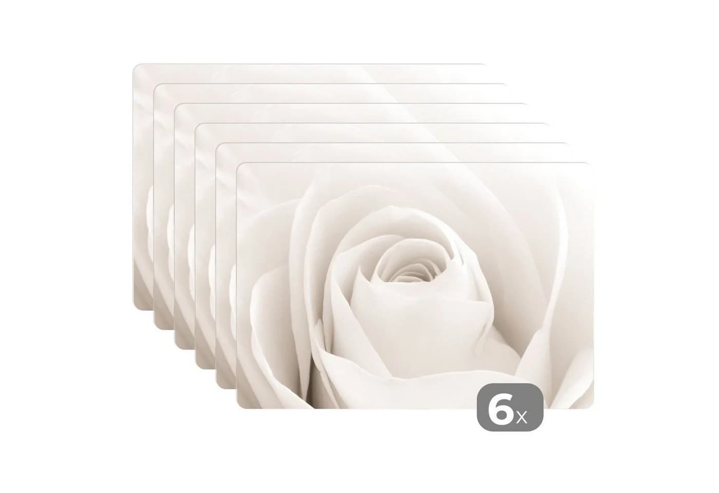 MuchoWow Platzset Rose Weiß Floral 6-tlg. Vinyl Tischset - Bild 2
