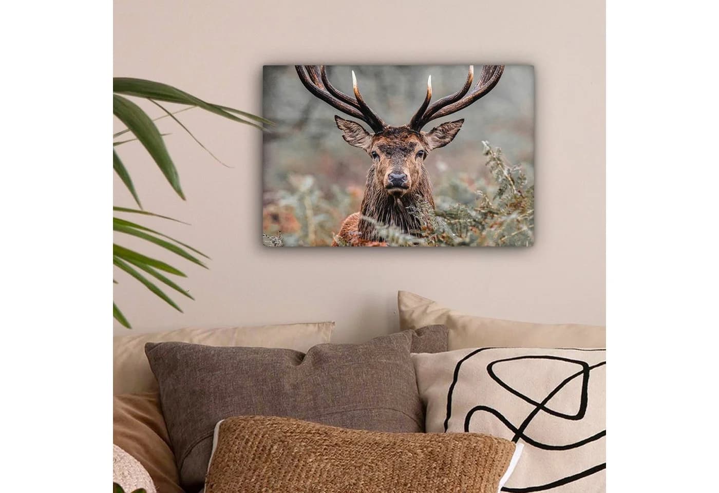 OneMillionCanvasses® Leinwandbild Hirsche Natur Herbst Waldtiere Fotodruck