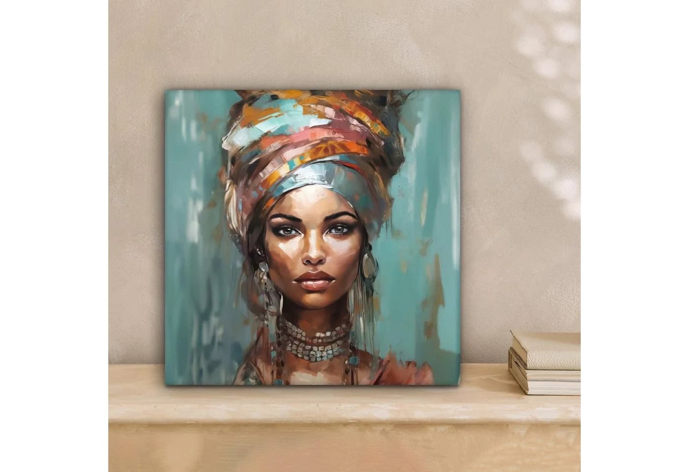 OneMillionCanvasses® Leinwandbild Frau - Kunst - Schmuck - Porträt, Fotodruck (1 St), Wandbild, Deko Schlafzimmer Wohnzimmer Flur 20x20 cm