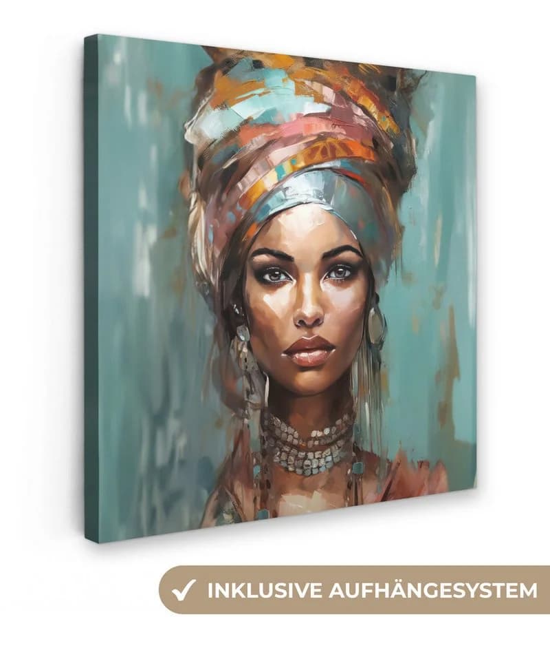 OneMillionCanvasses® Leinwandbild Frau - Kunst - Schmuck - Porträt, Fotodruck (1 St), Wandbild, Deko Schlafzimmer Wohnzimmer Flur 20x20 cm - Bild 2