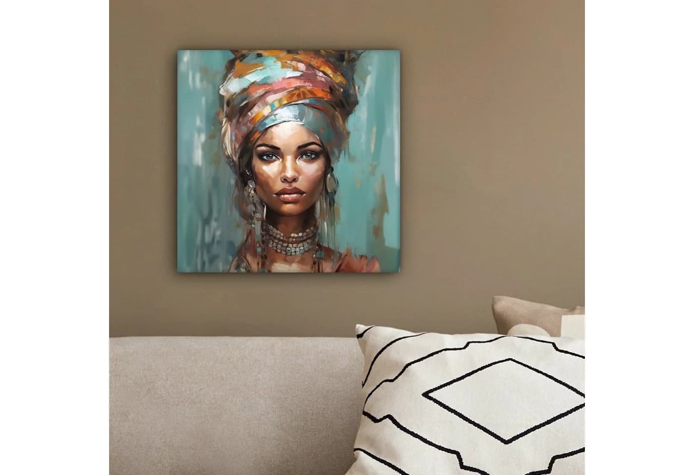 OneMillionCanvasses® Leinwandbild Frau - Kunst - Schmuck - Porträt, Fotodruck (1 St), Wandbild, Deko Schlafzimmer Wohnzimmer Flur 20x20 cm - Bild 4