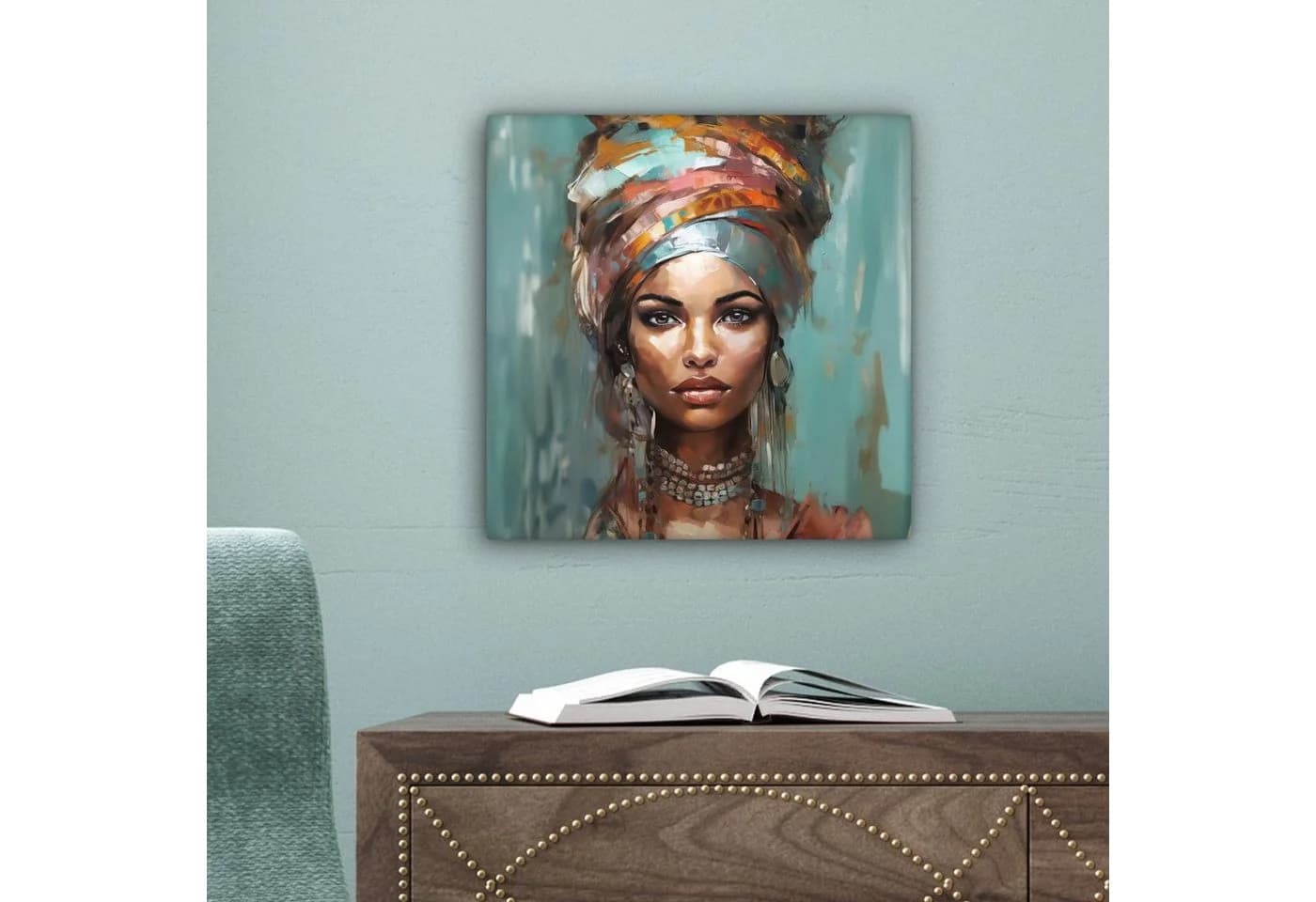 OneMillionCanvasses® Leinwandbild Frau - Kunst - Schmuck - Porträt, Fotodruck (1 St), Wandbild, Deko Schlafzimmer Wohnzimmer Flur 20x20 cm - Bild 5
