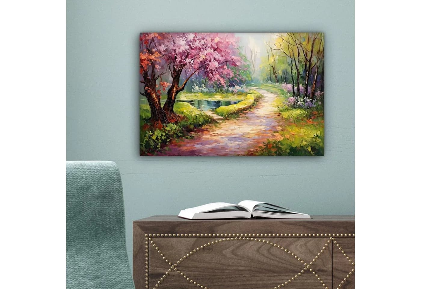 OneMillionCanvasses® Leinwandbild Aquarell - Natur - Bäume - Kunst - Blumen - Bild 5