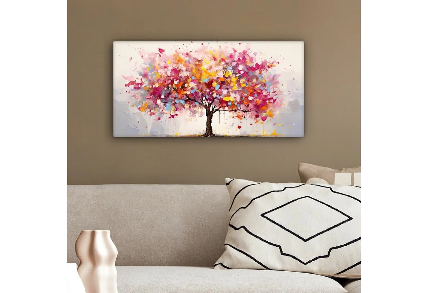 OneMillionCanvasses® Leinwandbild Panorama Aquarell Baum Kunst Abstrakt - Bild 4