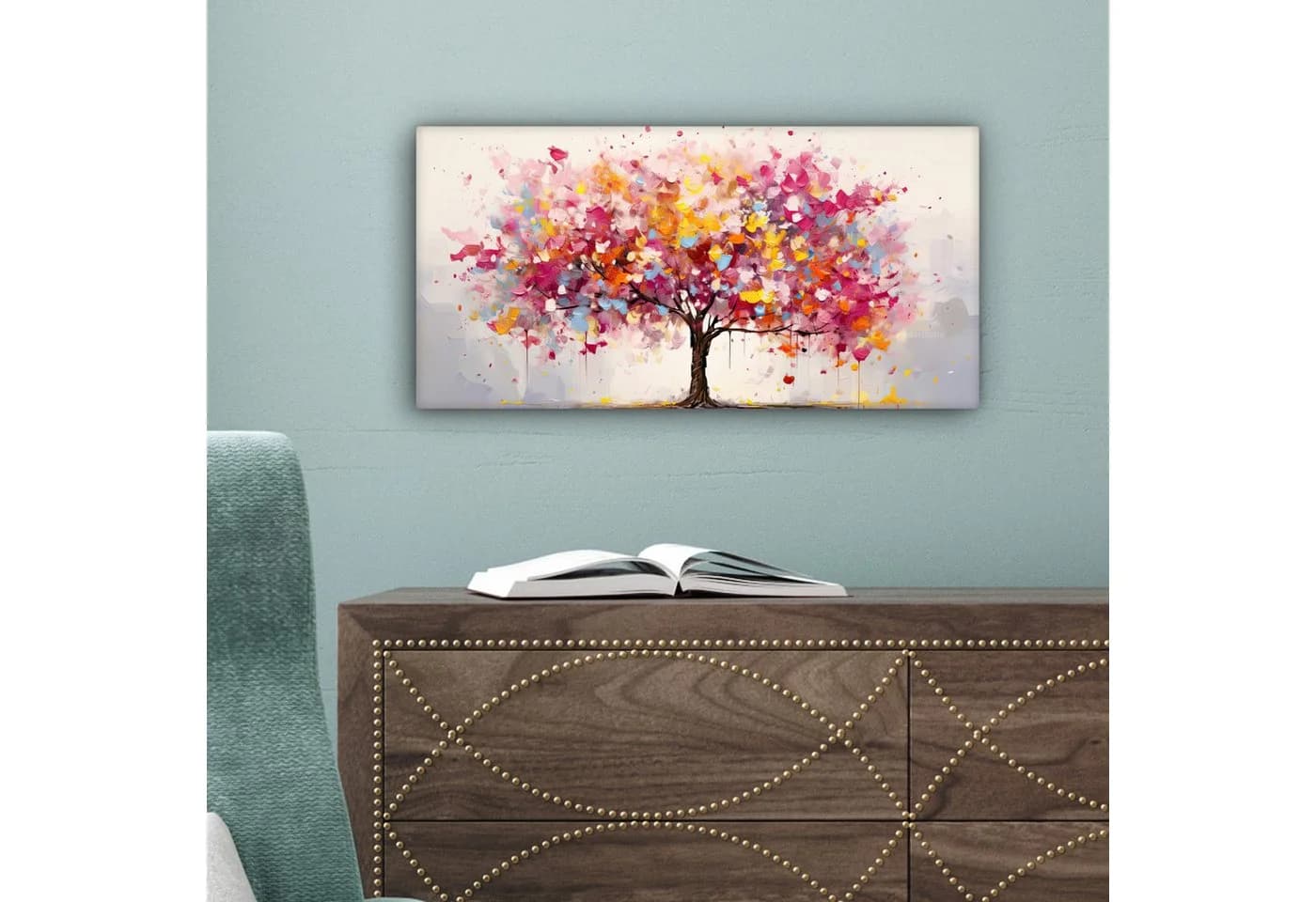 OneMillionCanvasses® Leinwandbild Panorama Aquarell Baum Kunst Abstrakt - Bild 5