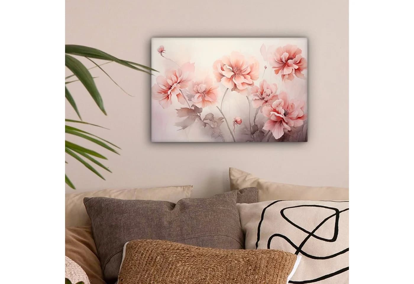 OneMillionCanvasses Leinwandbild Rosa Blumen Aquarell 30x20 cm