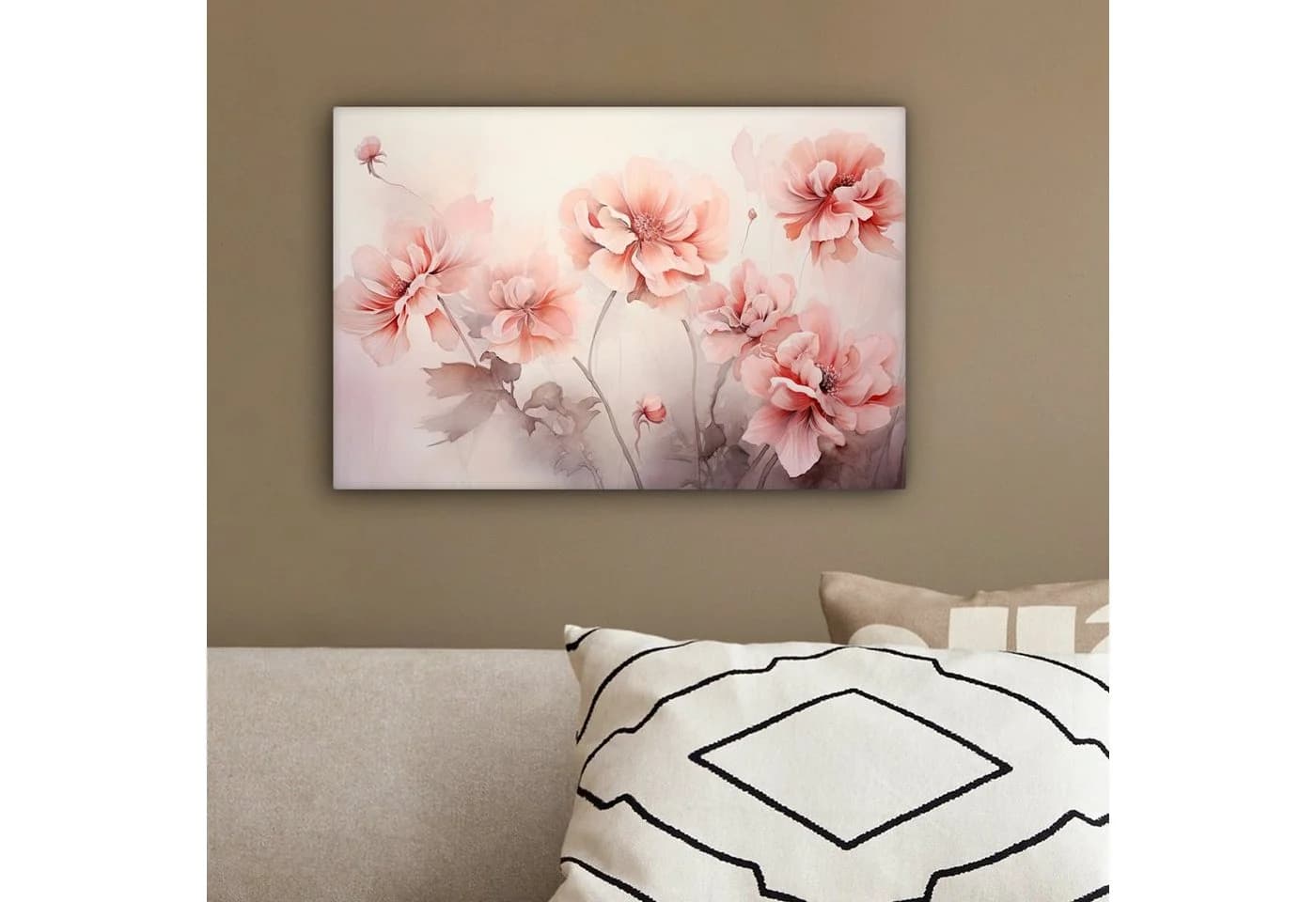 OneMillionCanvasses Leinwandbild Rosa Blumen Aquarell 30x20 cm - Bild 4
