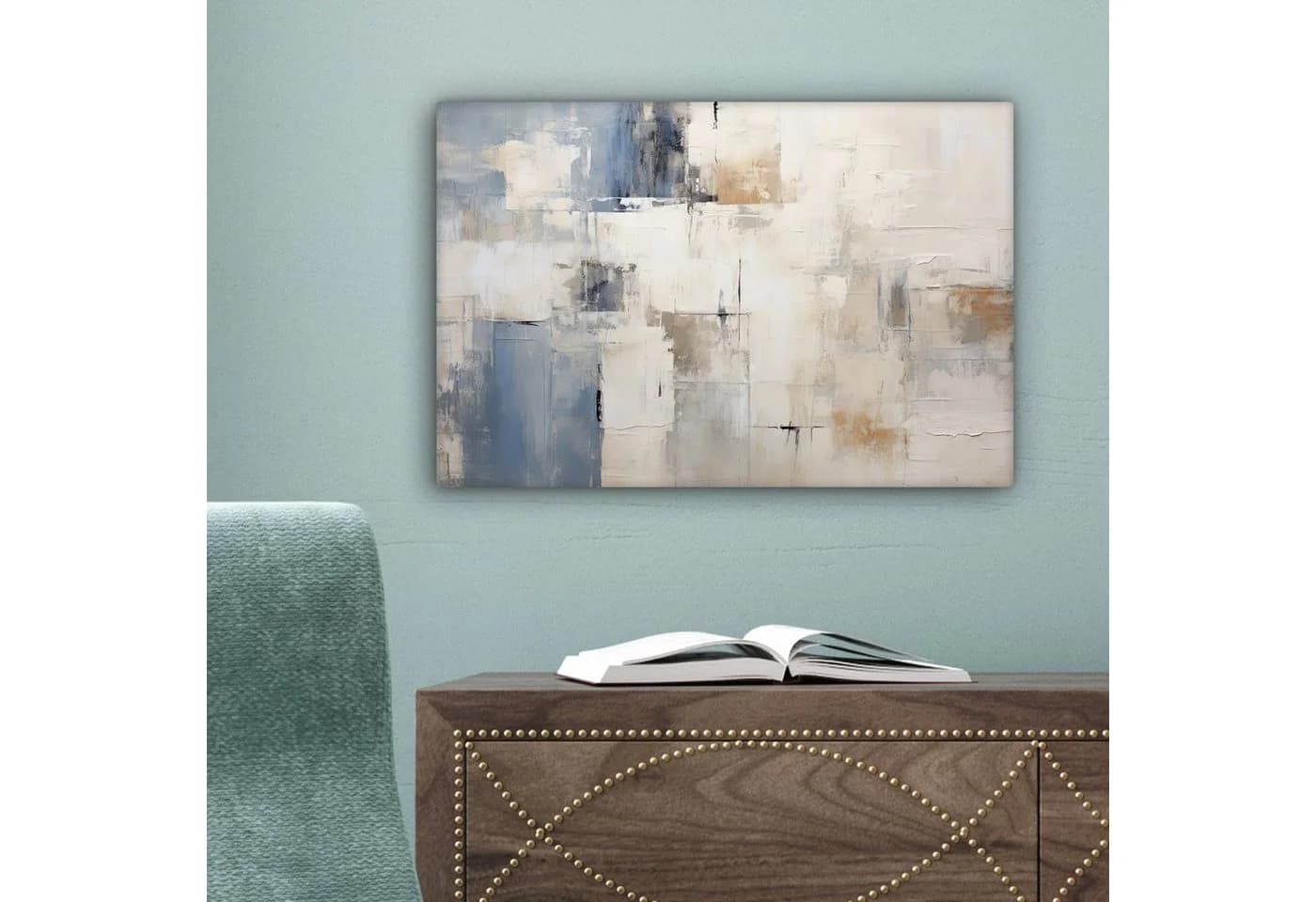 OneMillionCanvasses® Leinwandbild Aquarell Abstrakt Blau Grau 30x20 cm - Bild 5