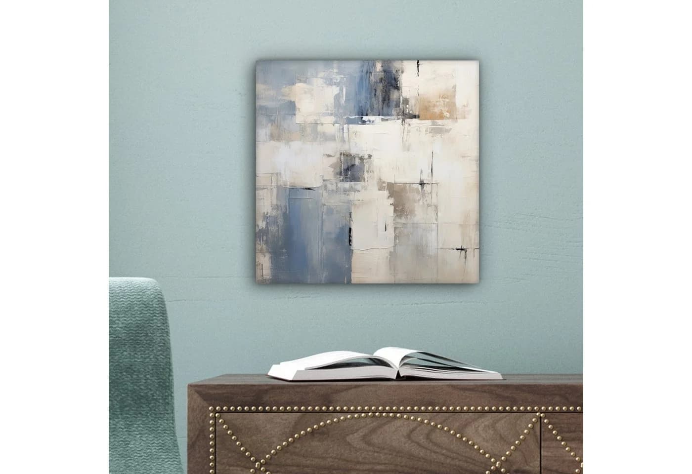 OneMillionCanvasses® Leinwandbild Aquarell Abstrakt Blau Grau 20x20 cm - Bild 5
