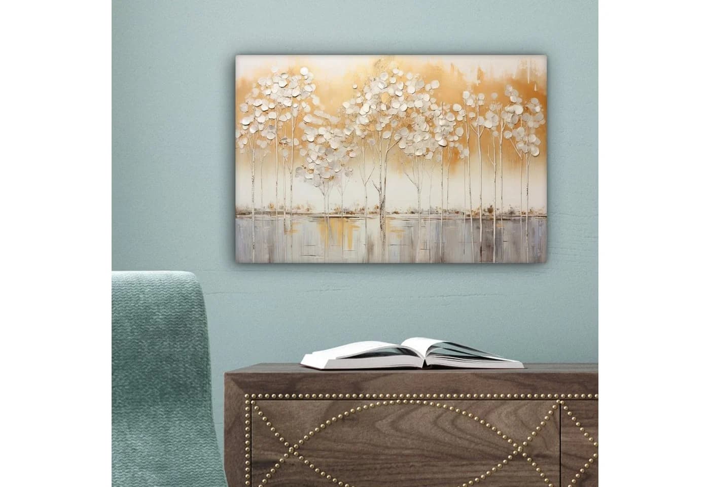 OneMillionCanvasses® Leinwandbild Bäume Acryl Natur 30x20 cm - Bild 5