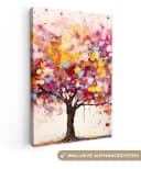 OneMillionCanvasses® Leinwandbild Aquarell Baum Bunt Rosa Bild 2