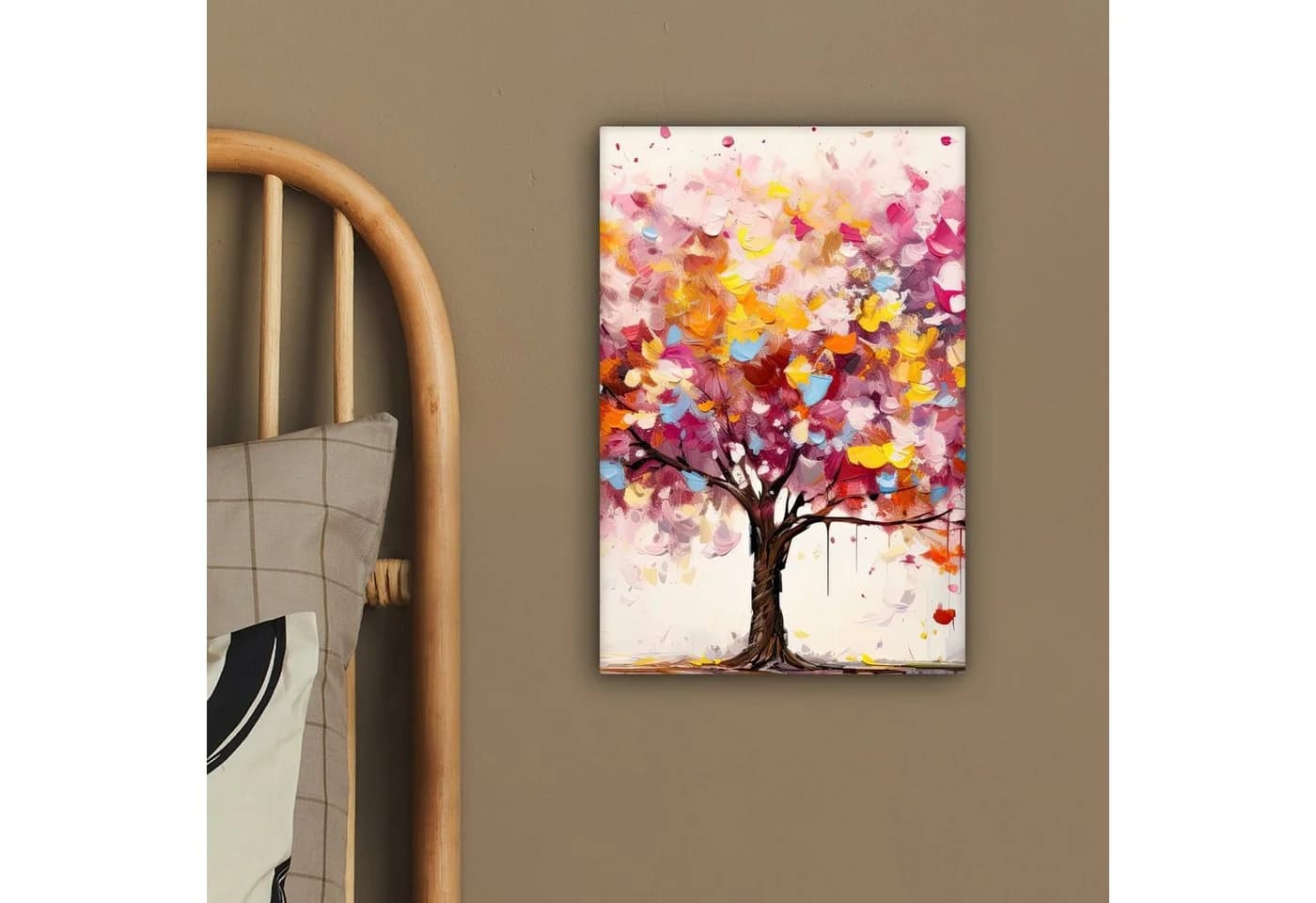OneMillionCanvasses® Leinwandbild Aquarell Baum Bunt Rosa - Bild 4