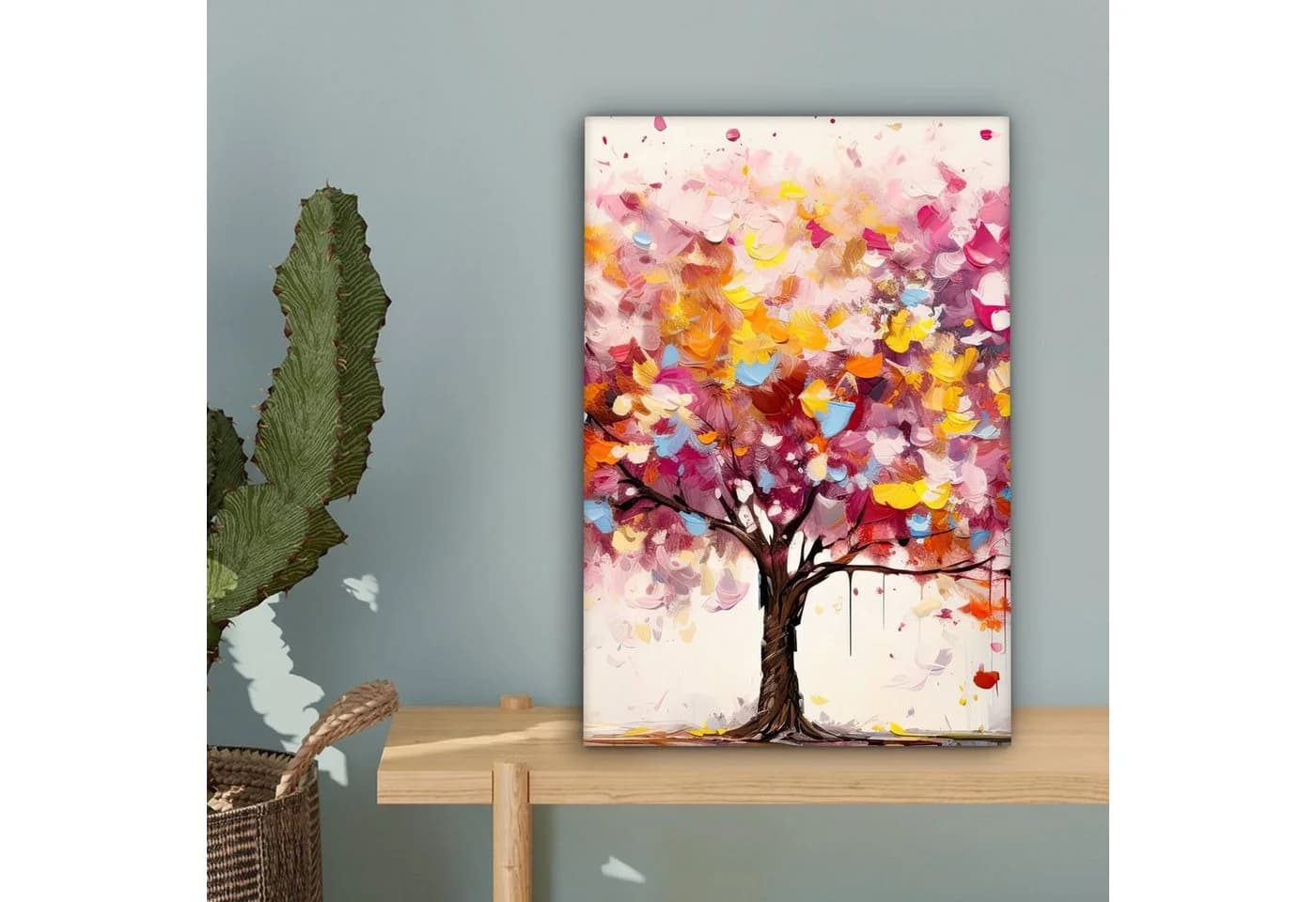 OneMillionCanvasses® Leinwandbild Aquarell Baum Bunt Rosa - Bild 5