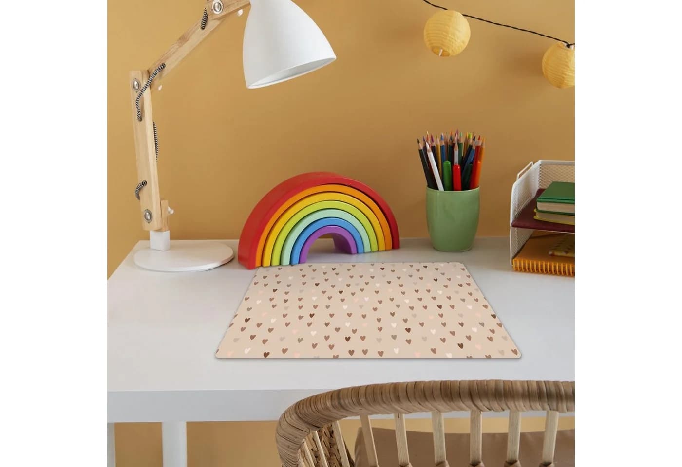MuchoWow Platzset Herzen Braun - Vinyl Tischset mit Muster - Bild 3