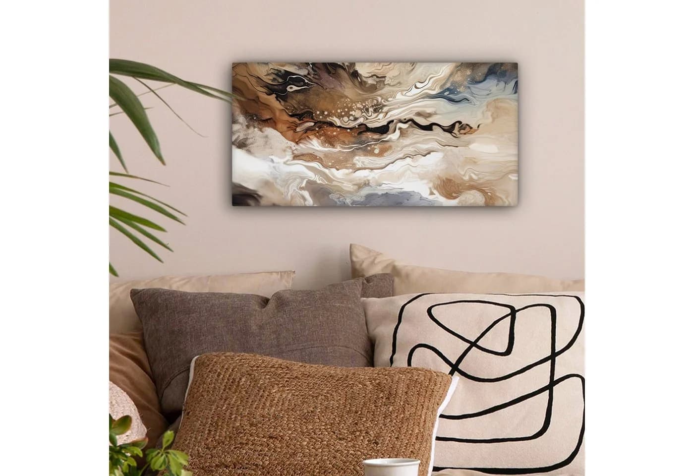 OneMillionCanvasses® Leinwandbild Panorama Abstrakt Beige Modern