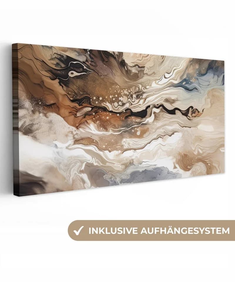 OneMillionCanvasses® Leinwandbild Panorama Abstrakt Beige Modern - Bild 2