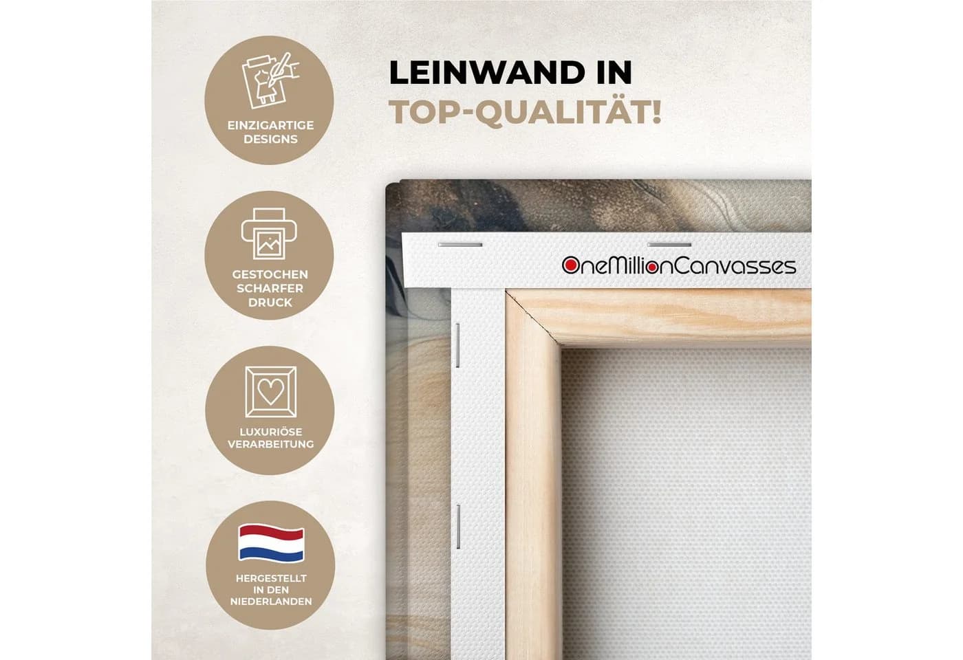 OneMillionCanvasses® Leinwandbild Panorama Abstrakt Beige Modern - Bild 3