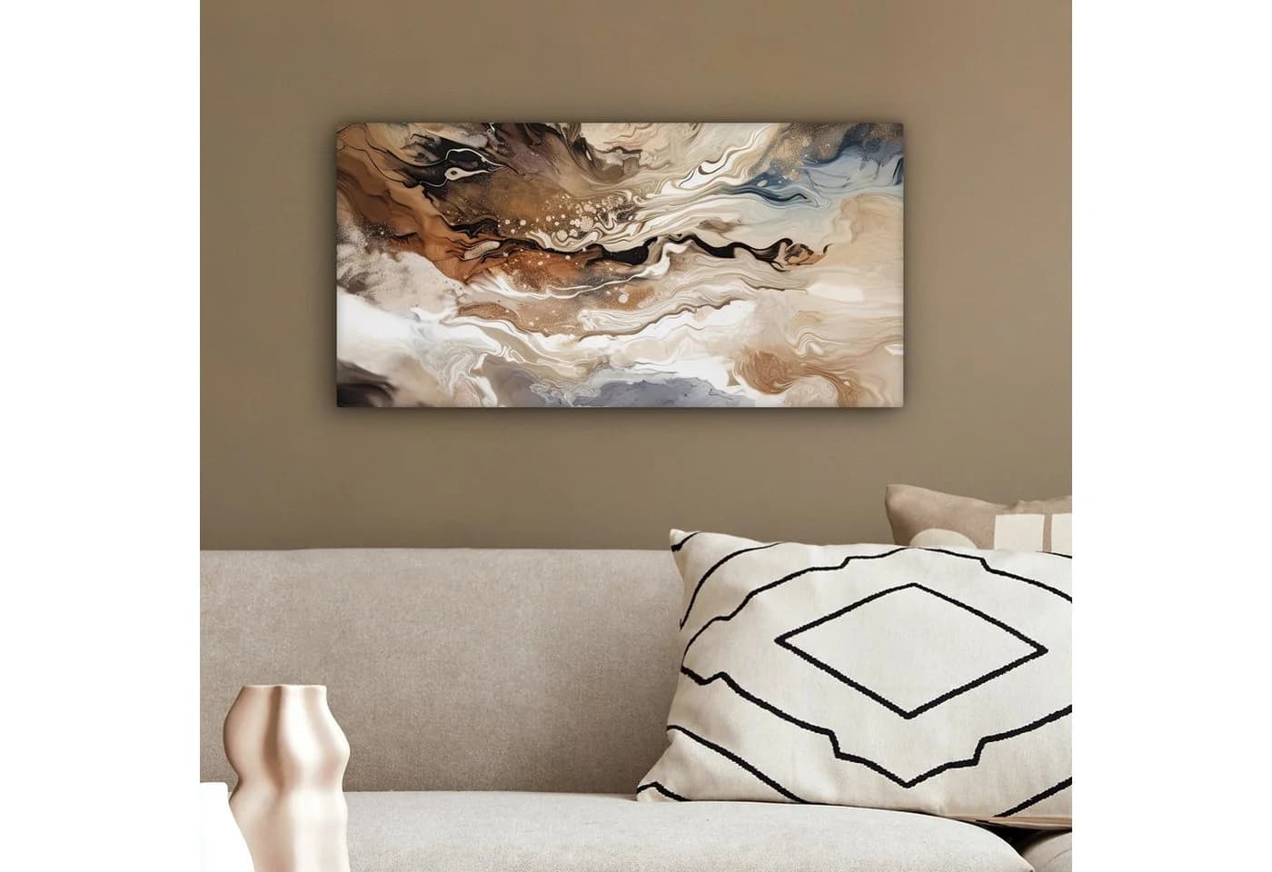 OneMillionCanvasses® Leinwandbild Panorama Abstrakt Beige Modern - Bild 4