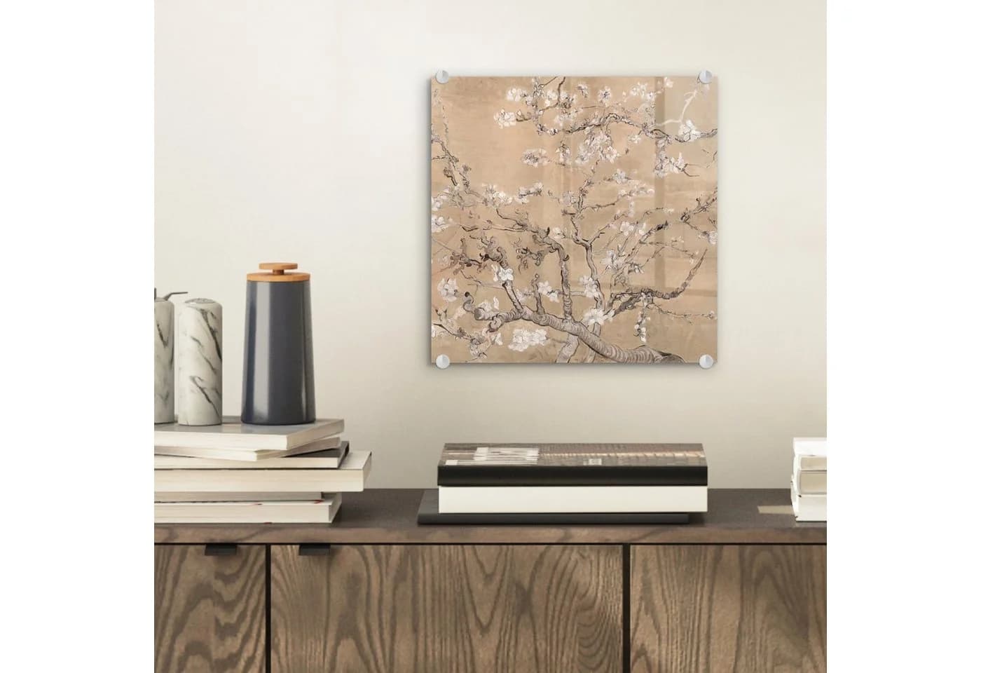 MuchoWow Acrylglasbild Mandelblüte Beige Van Gogh
