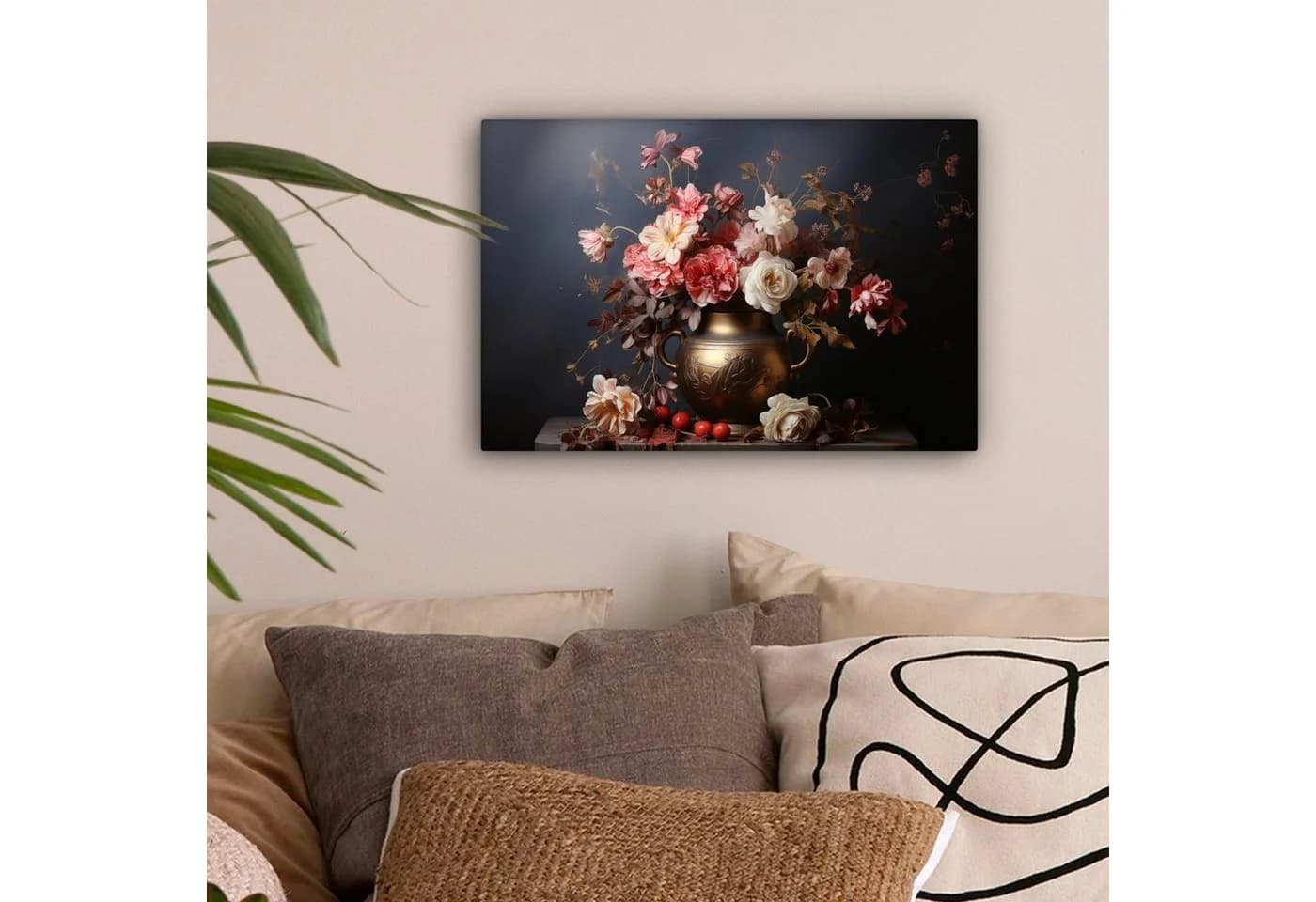 OneMillionCanvasses Leinwandbild Stilleben Rosa/Weiß Vintage