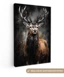 OneMillionCanvasses® Leinwandbild Hirsch Schwarz Tier Hirschkopf Fotodruck Leinwand Canvas Wandbild Wanddekoration 20x30 cm Bild 2