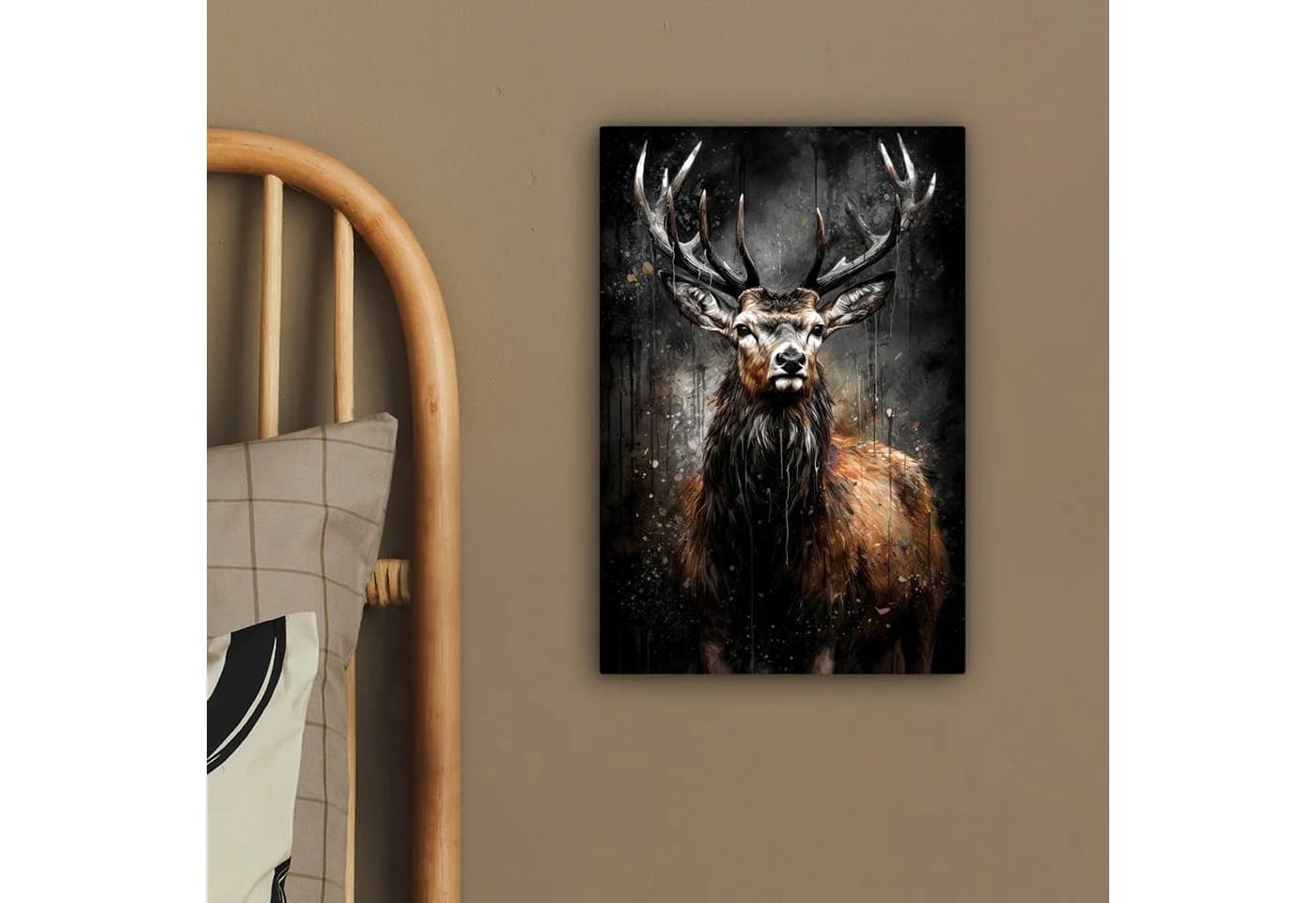 OneMillionCanvasses® Leinwandbild Hirsch Schwarz Tier Hirschkopf Fotodruck Leinwand Canvas Wandbild Wanddekoration 20x30 cm - Bild 4