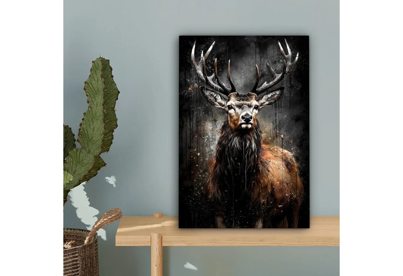 OneMillionCanvasses® Leinwandbild Hirsch Schwarz Tier Hirschkopf Fotodruck Leinwand Canvas Wandbild Wanddekoration 20x30 cm - Bild 5