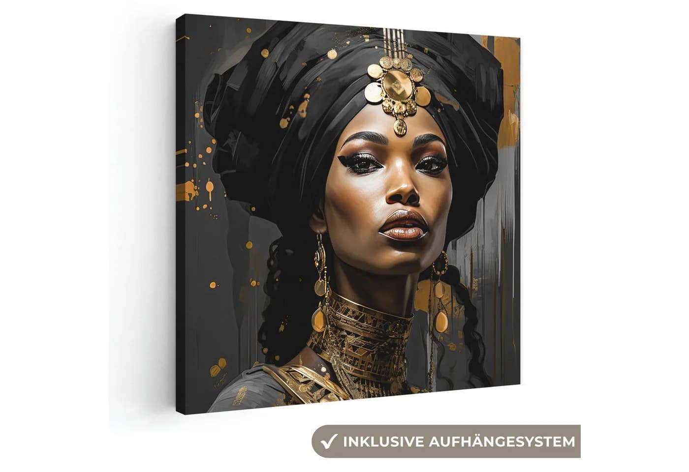 OneMillionCanvasses® Leinwandbild Frau Gold Schwarz Luxus Porträt - Bild 2