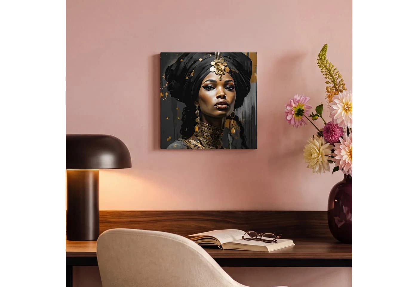 OneMillionCanvasses® Leinwandbild Frau Gold Schwarz Luxus Porträt - Bild 4