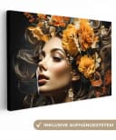 OneMillionCanvasses® Leinwandbild Frau Blumen Farbenfroh Wanddekoration Bild 2
