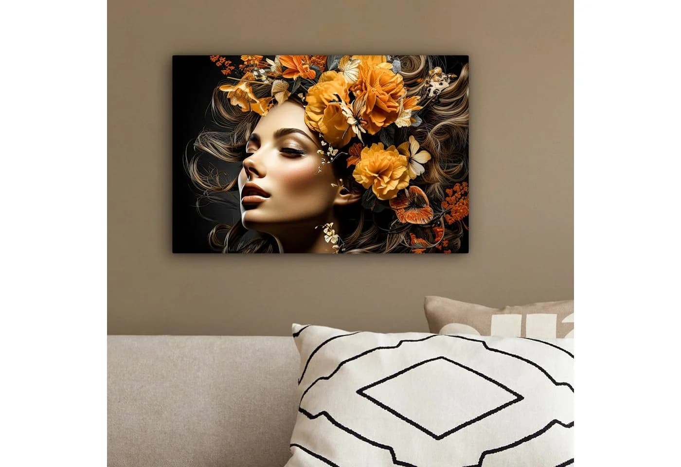 OneMillionCanvasses® Leinwandbild Frau Blumen Farbenfroh Wanddekoration - Bild 4