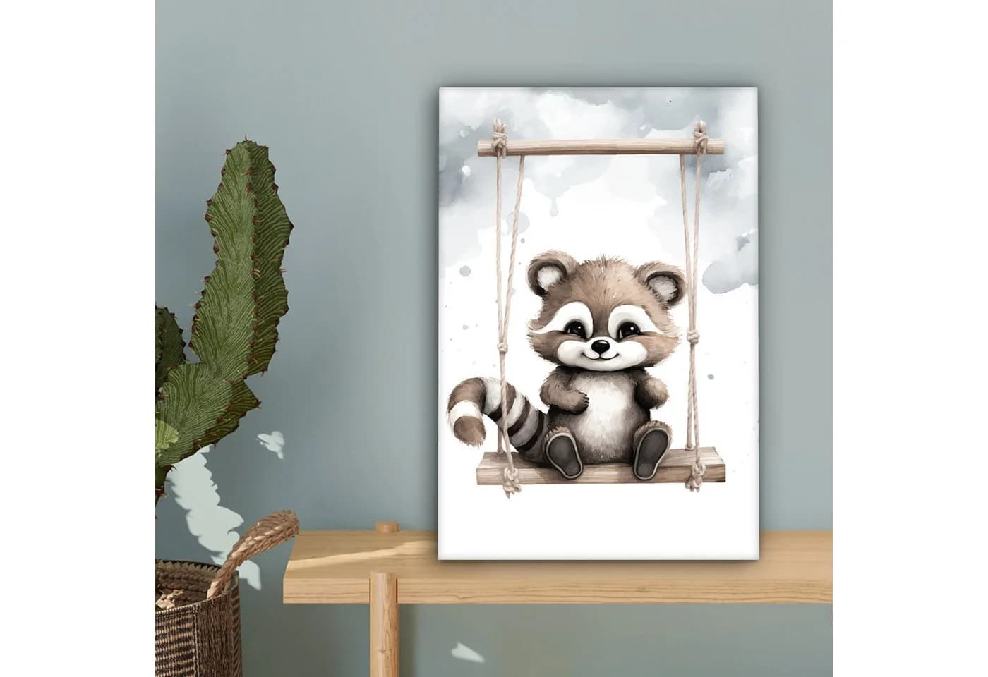 OneMillionCanvasses Leinwandbild Waschbär Motiv Bunt - Bild 5