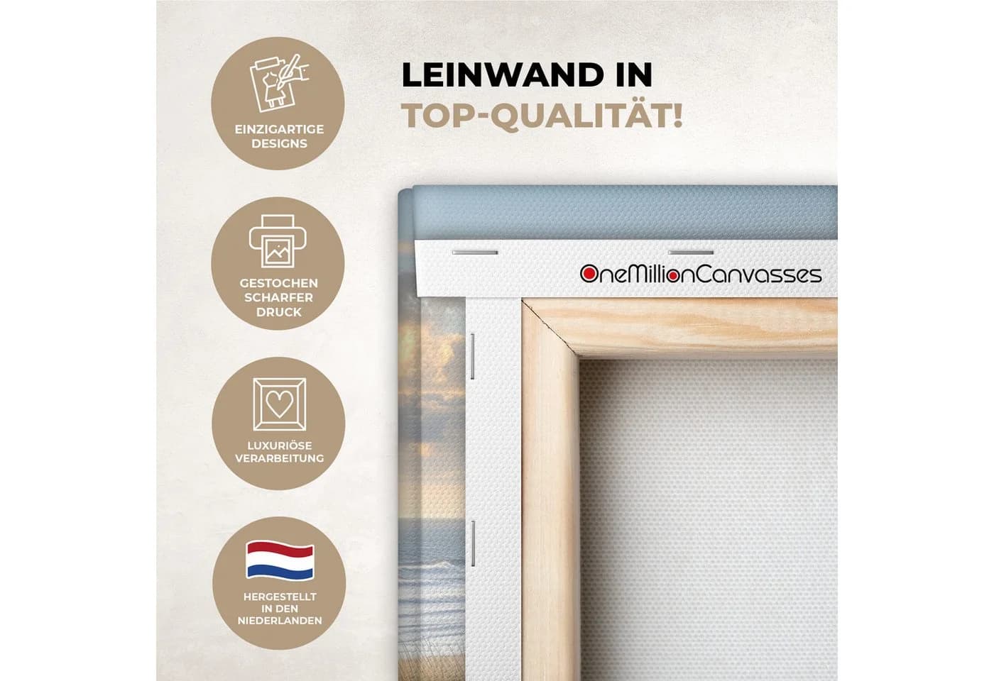 OneMillionCanvasses® Leinwandbild Strand Dünen Wattenmeer 20x20 cm - Bild 3