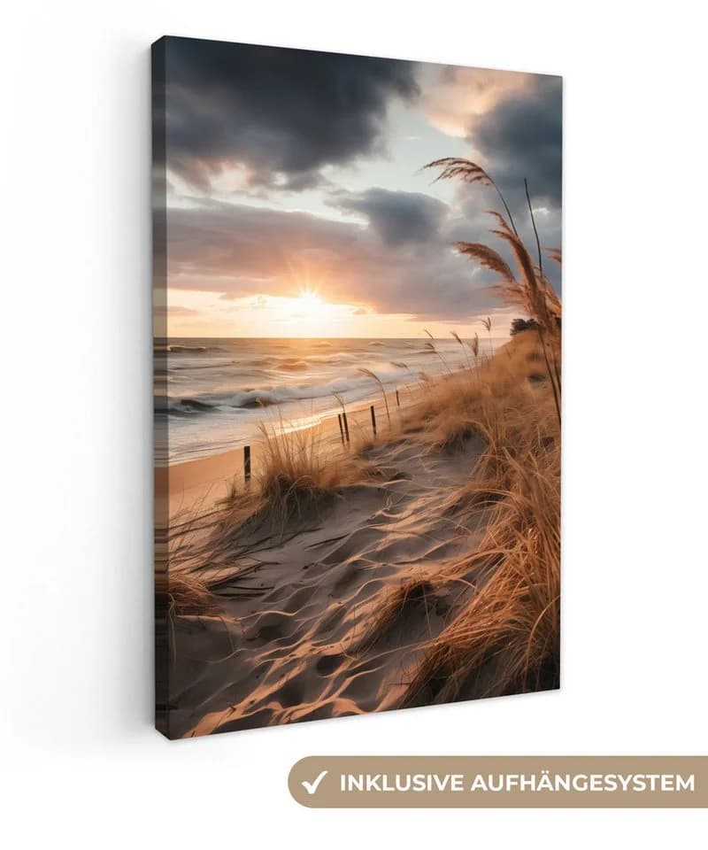 OneMillionCanvasses® Leinwandbild Strand Dünen Meer Sand Hochgras Fotodruck - Bild 2