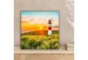 OneMillionCanvasses® Leinwandbild Leuchtturm Strand Motiv Bunt Bild 1