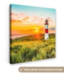 OneMillionCanvasses® Leinwandbild Leuchtturm Strand Motiv Bunt Bild 2