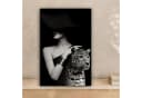 OneMillionCanvasses® Leinwandbild Frau Leopard Luxus Schwarz Weiß Tier Bild 1