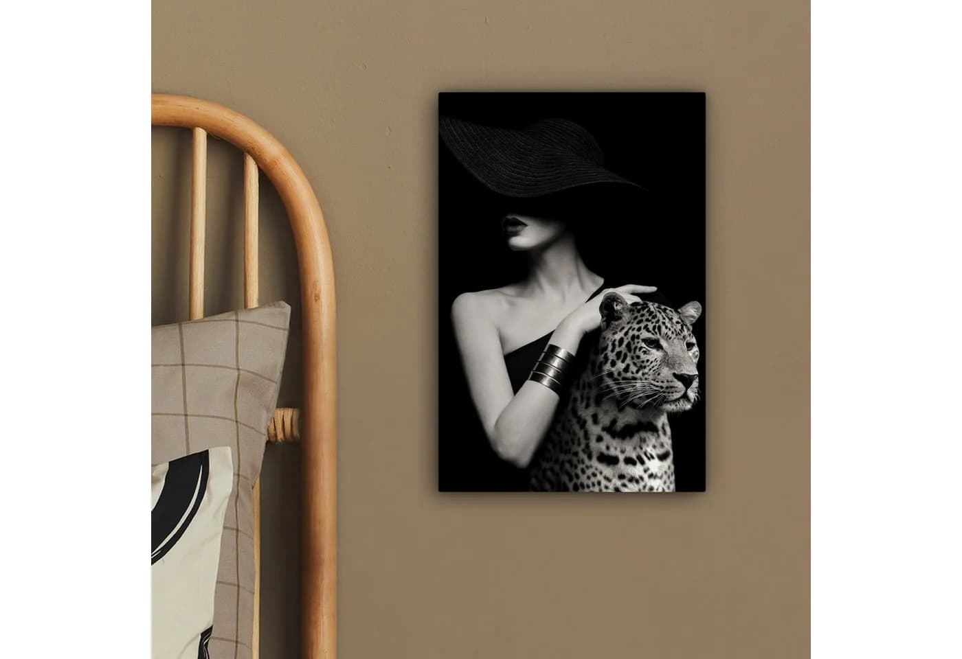 OneMillionCanvasses® Leinwandbild Frau Leopard Luxus Schwarz Weiß Tier - Bild 4