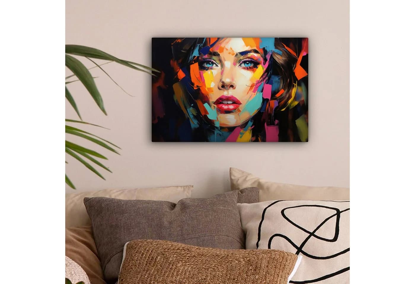 OneMillionCanvasses® Leinwandbild Frau Farbenfroh Porträt