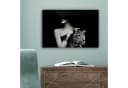 OneMillionCanvasses Leinwandbild Frau Leopard Schwarz-Weiß Bild 5