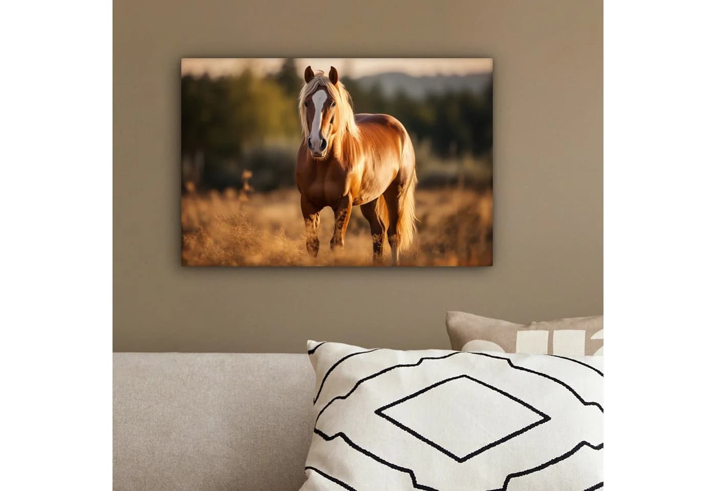 OneMillionCanvasses® Leinwandbild Pferd Braun Natur Weide Tier Fotodruck Wand Dekoration - Bild 4