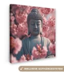 OneMillionCanvasses Leinwandbild Buddha Sakura 20x20 cm Bild 2