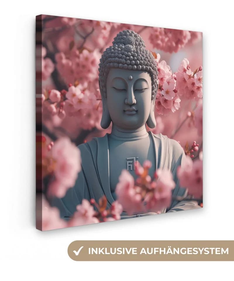 OneMillionCanvasses Leinwandbild Buddha Sakura 20x20 cm - Bild 2