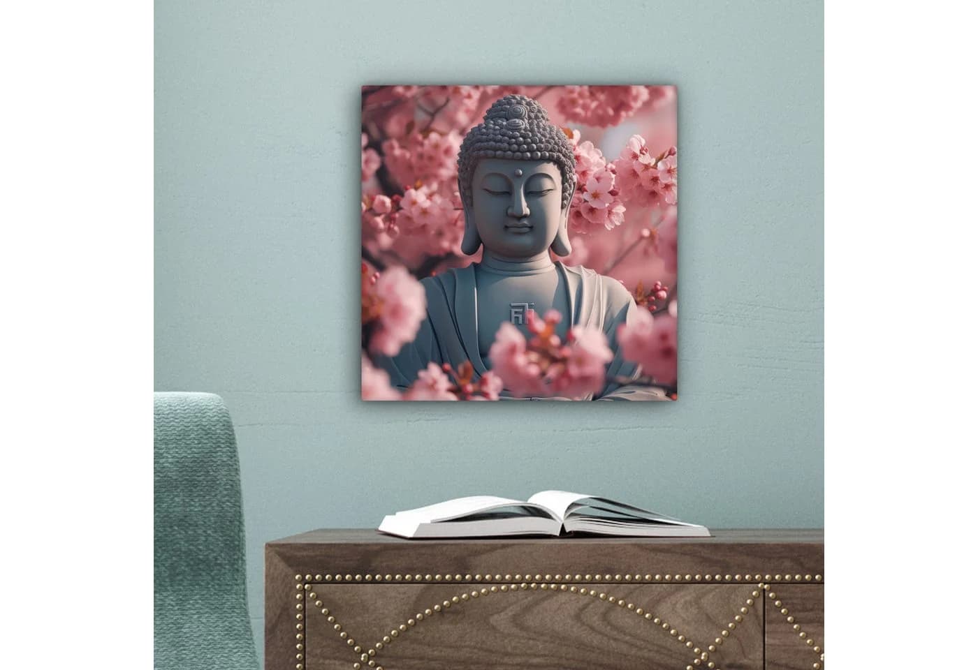 OneMillionCanvasses Leinwandbild Buddha Sakura 20x20 cm - Bild 5
