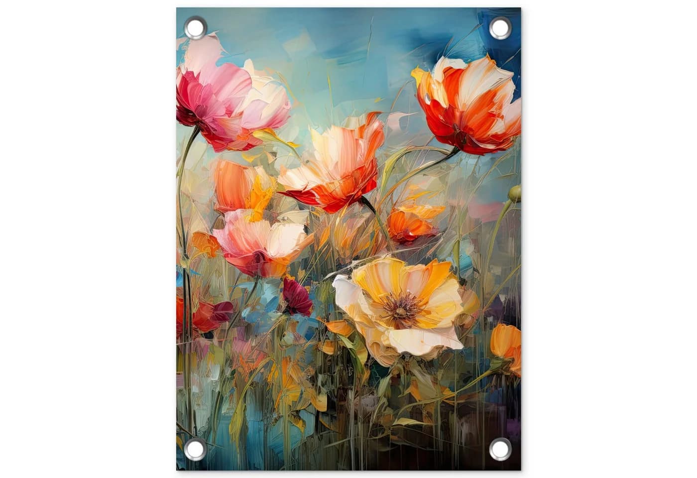 OnlyWow Gartenposter Blumen Aquarell PVC wetterfest - Bild 2
