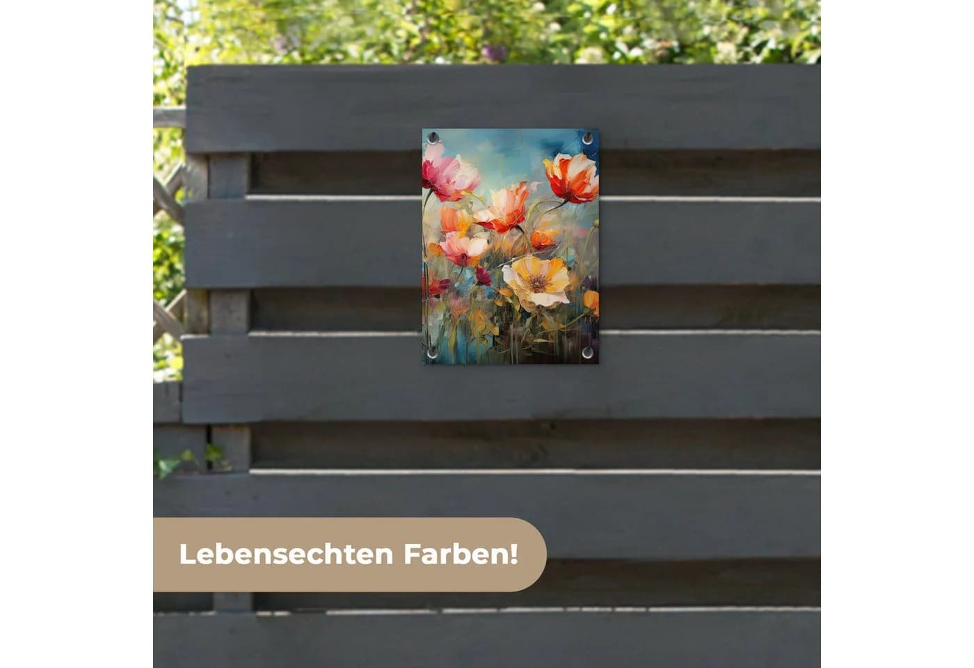 OnlyWow Gartenposter Blumen Aquarell PVC wetterfest - Bild 4