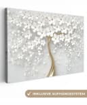 OneMillionCanvasses® Leinwandbild Baum Weiß Abstrakt Blume Gold Fotodruck 30x20 cm Bild 2