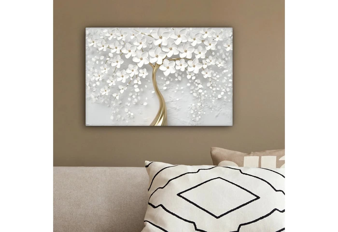 OneMillionCanvasses® Leinwandbild Baum Weiß Abstrakt Blume Gold Fotodruck 30x20 cm - Bild 4