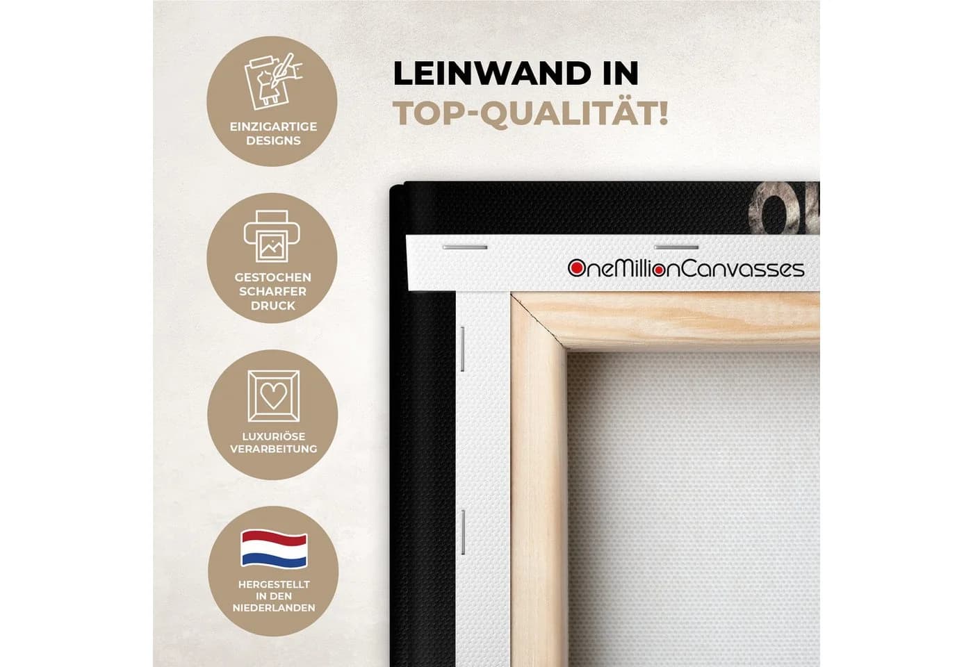 OneMillionCanvasses Leinwandbild Löwe Schwarz Motiv Zitat - Bild 3