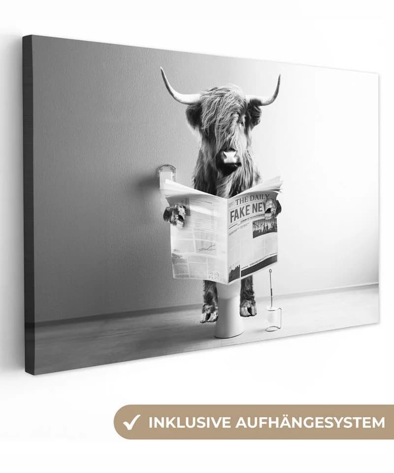 OneMillionCanvasses Leinwandbild Schottischer Highlander Grau Humor - Bild 2